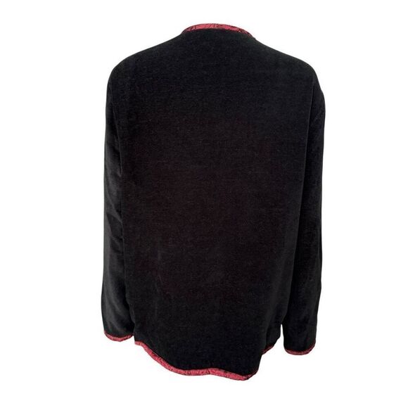 WHITE STAG vintage Black CHENILLE w/Satin Trim BEADED SEQUINS Button jacket XL - Picture 3 of 7